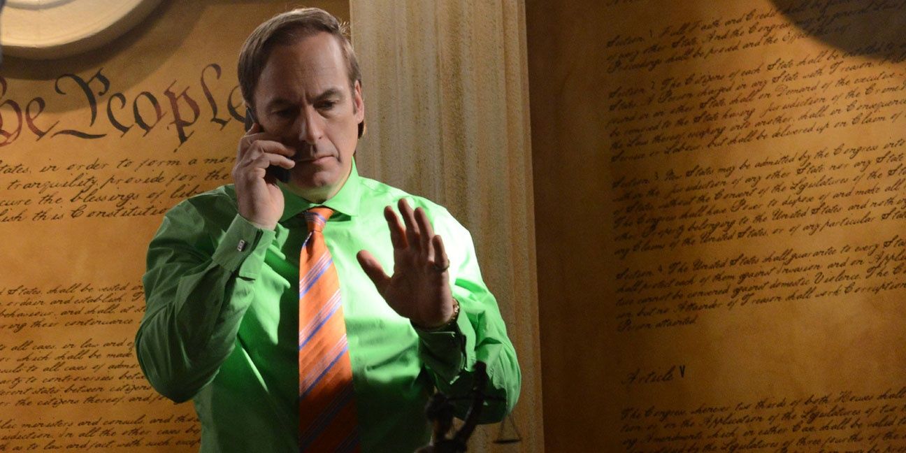 Saul on the phone in his office in Breaking Bad
