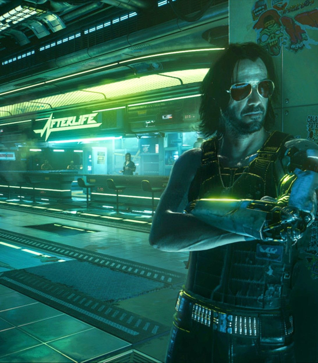 Johnny in the Afterlife bar in Cyberpunk 2077