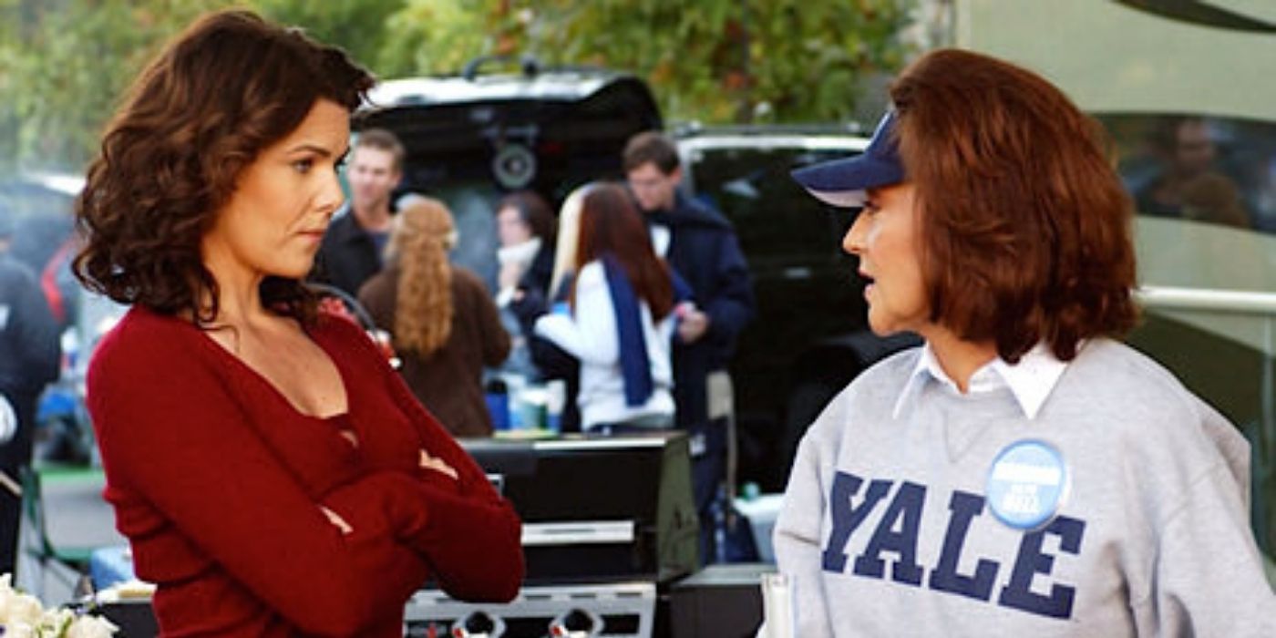 Lorelai and Emily at a football game at Yale on Gilmore Girls