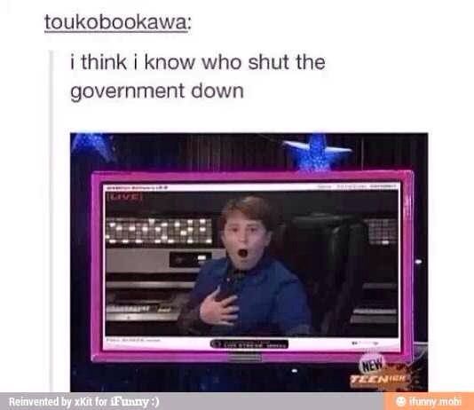 Nevel from iCarly I think I know who shut the government down meme