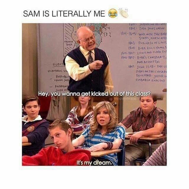 Sam is literally me iCarly meme