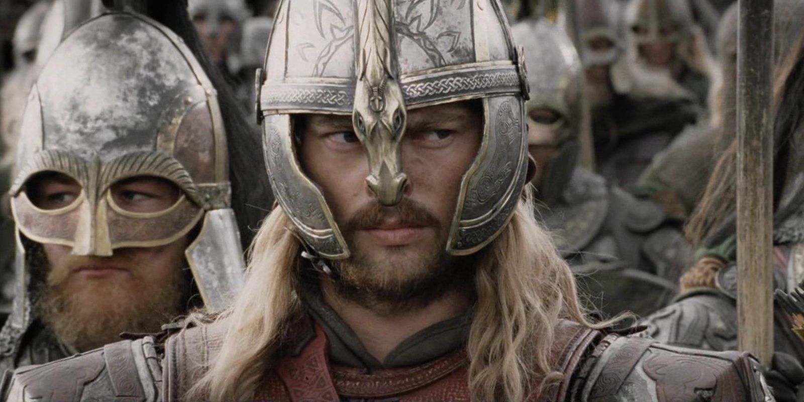An image of Éomer looking serious in The Lord of the Rings