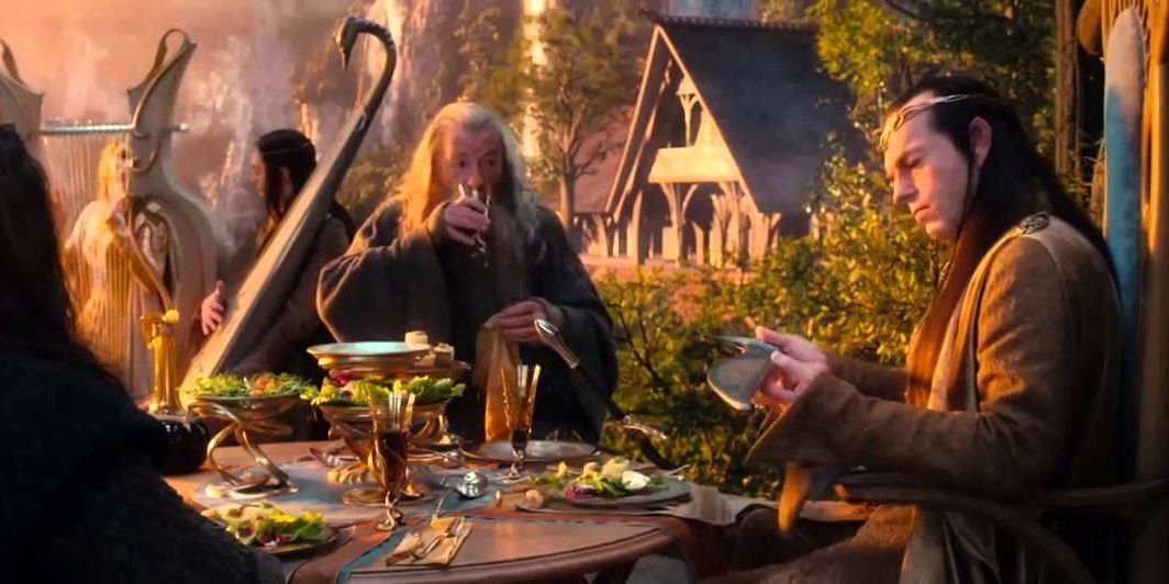 elrond and gandalf feast the hobbit