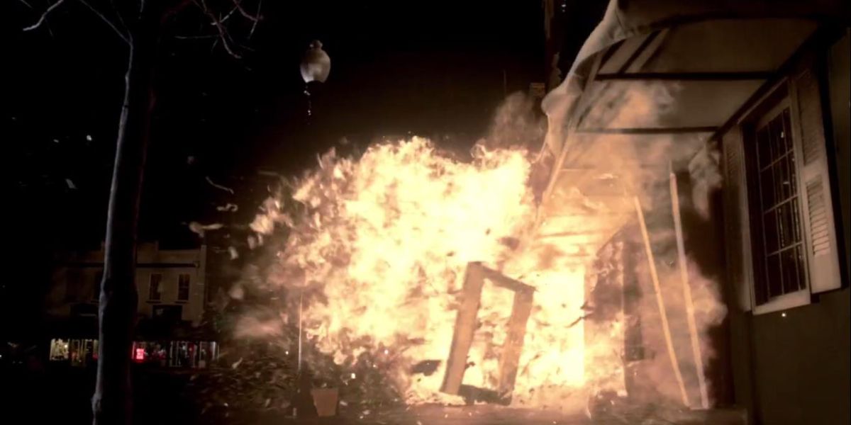 Mystic Grill explosion in season five, episode twenty-two