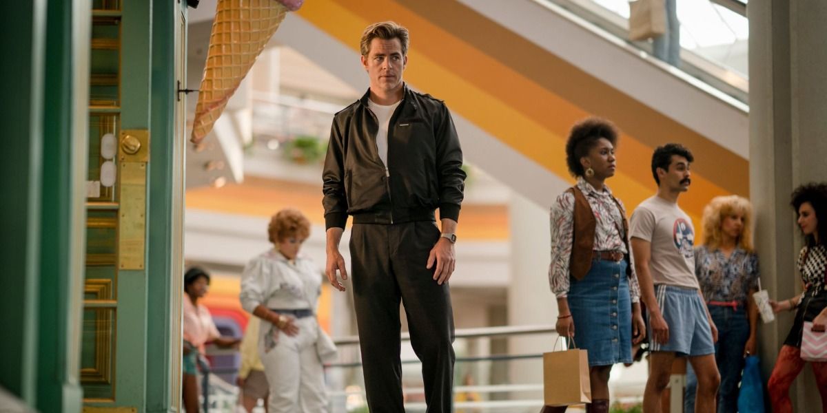 Steve arrives in the future in his leather jacket in Wonder Woman 1984