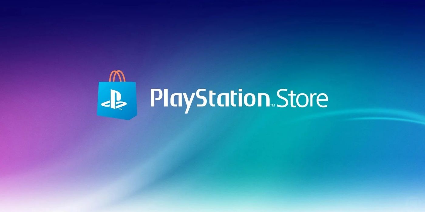 شعار متجر PlayStation مع خلفية ملونة