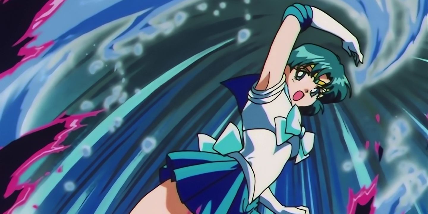 Sailor Mercury attacks with Shine Aqua Illusion in Sailor Moon episode 124
