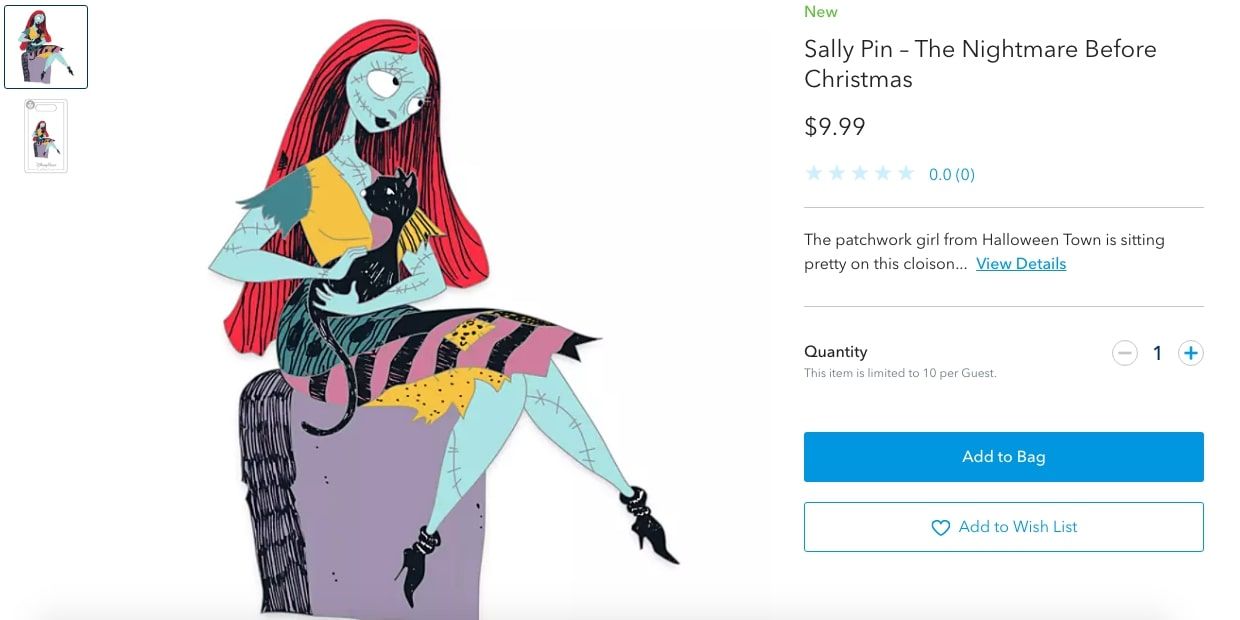 sally nightmare before christmas disney limited edition pin