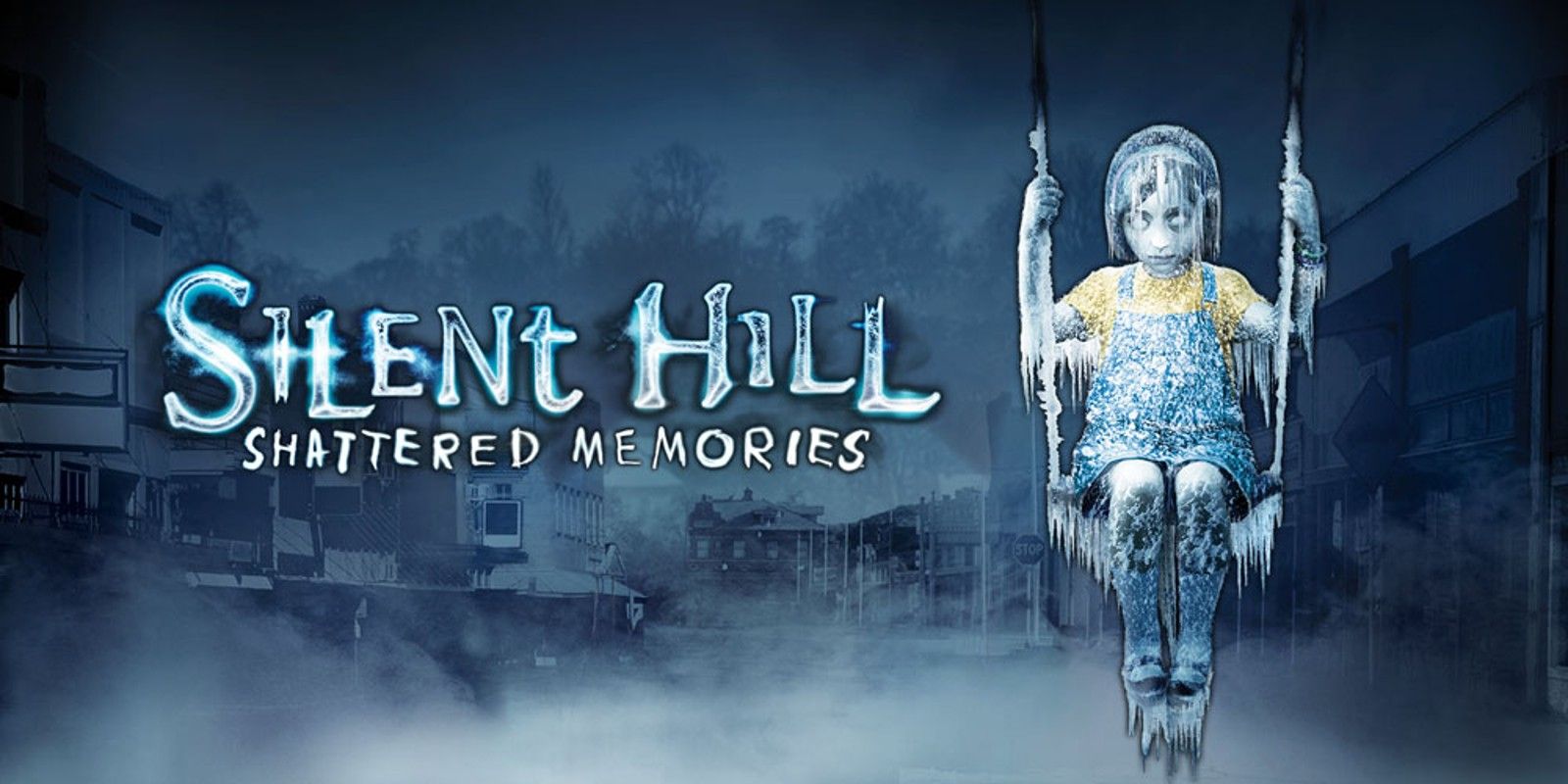 Banner for the game Silent Hill: Shattered Memories featuring a ghost girl on a swing