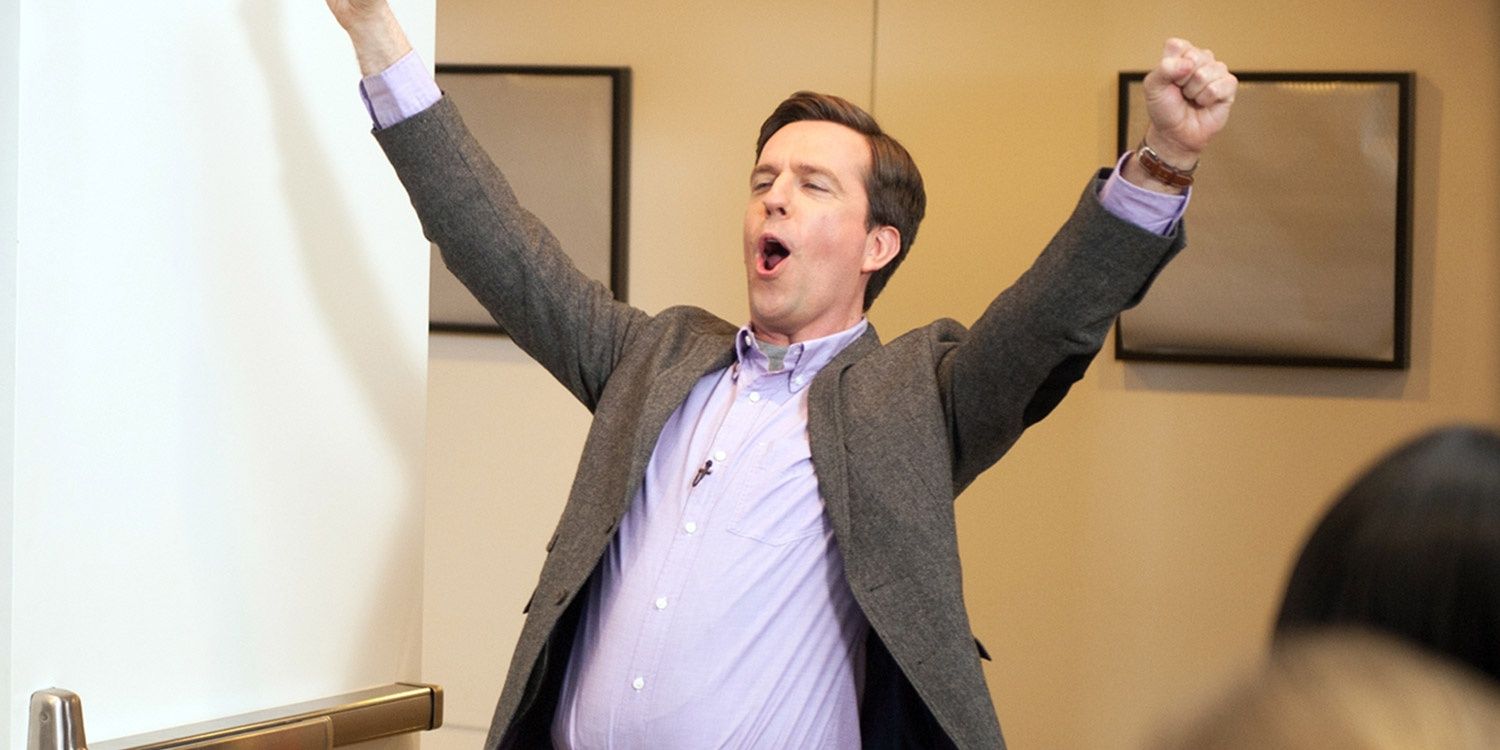 Andy Bernard excited and screaming in The Office