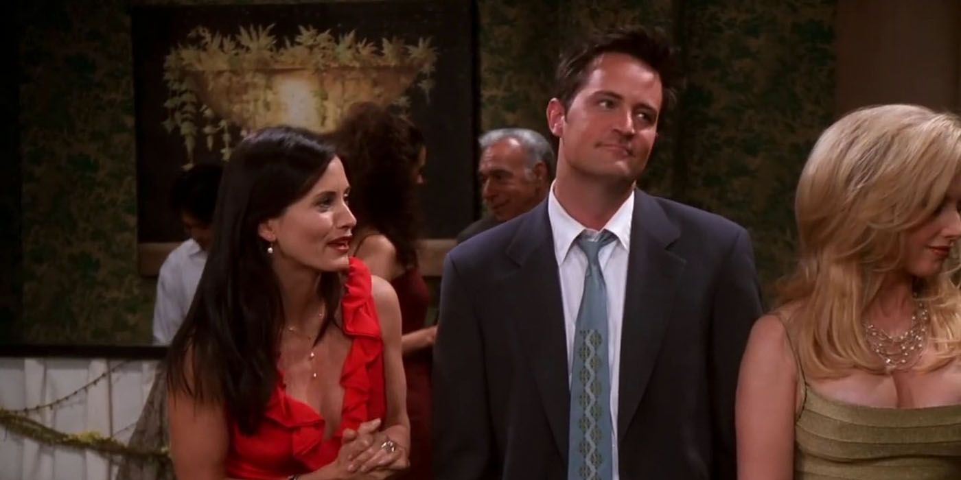 monica and chandler at their rehearsal dinner 
