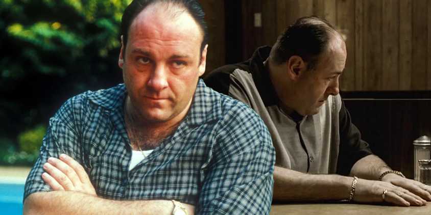 Collage of two images of Tony Soprano from The Sopranos