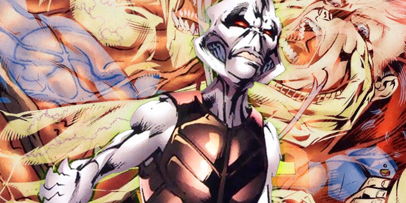 A White Martian from DC comics grimaces.