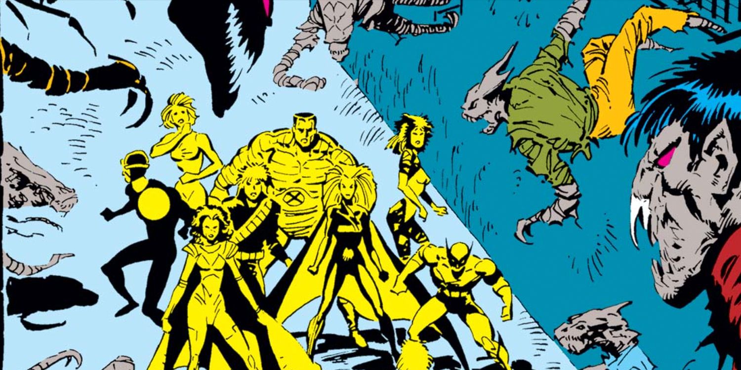 Os X-Men lutando contra The Brood em Uncanny X-Men.