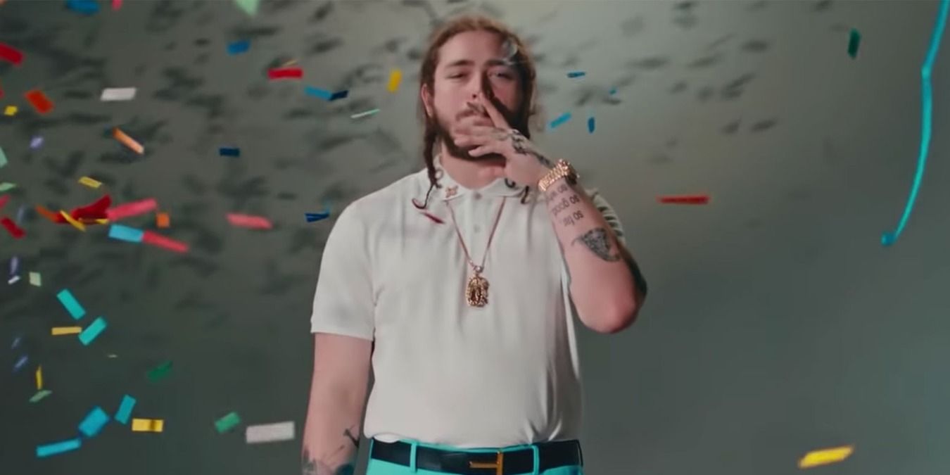 Post Malone celebrating in the music video for Congratulations