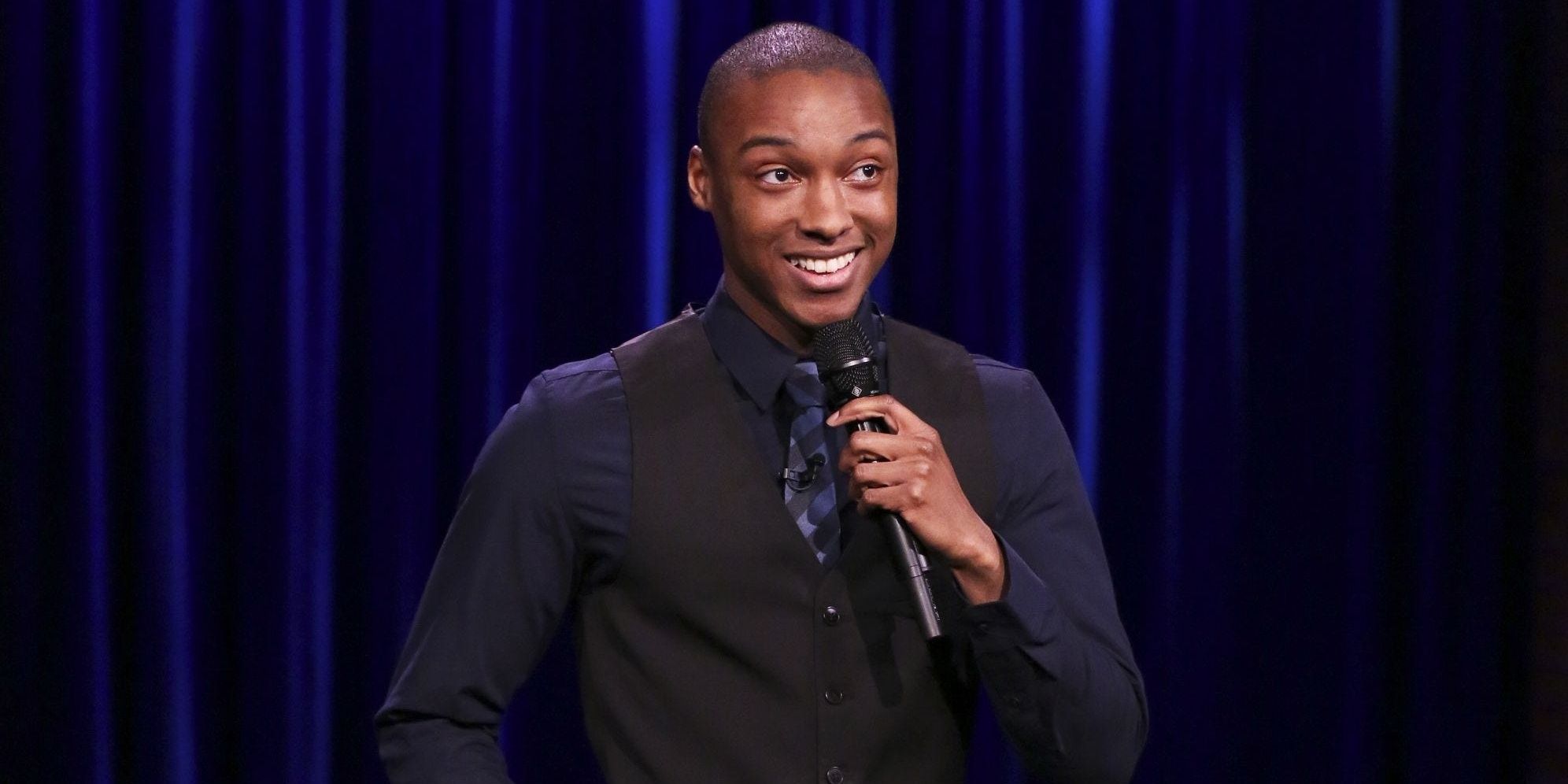 Josh Johnson during one of his stand-up comedy gigs in New York