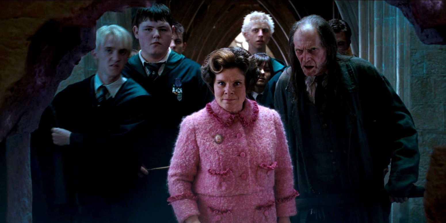 Umbridge and her Inquisitorial Squad ganging up and looking intimdating