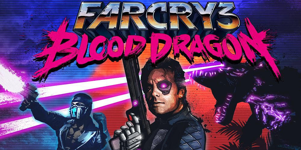 the 80s inspired title screen from Far Cry: Blood Dragon