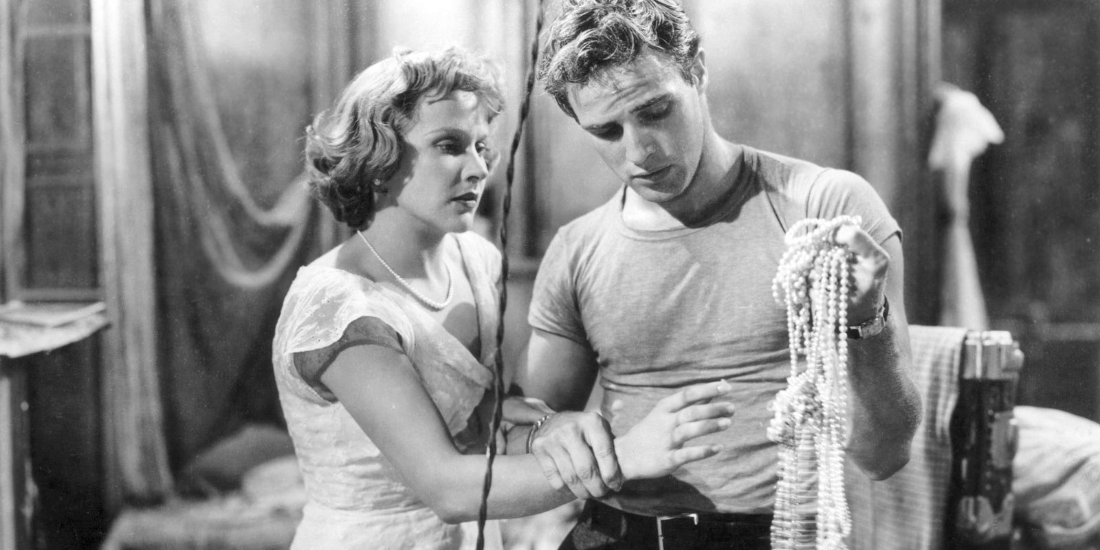 Vivian Leigh and Marlon Brando as Blanche DuBois and Stanley Kowalski in A Streetcar Named Desire.