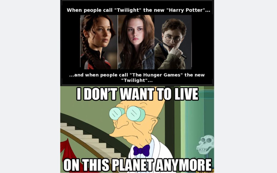 Harry Potter vs. Twilight vs. Hunger Games Meme