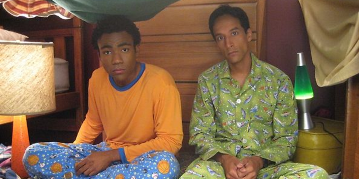 Troy and Abed sit in their blanket fort