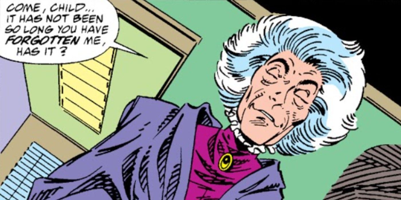 Agatha Harkness makes an entrance in Avengers West Coast comics.