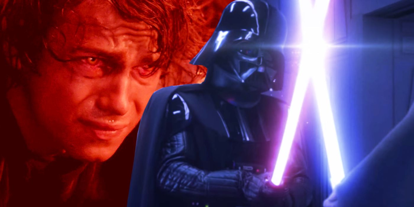 Anakin Skywalker in Episode III Revenge of the Sith and Darth Vader vs Obi-Wan in Star Wars.