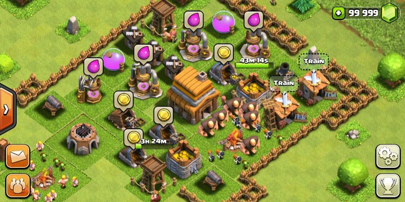 A built-up village and army in Clash of Clans