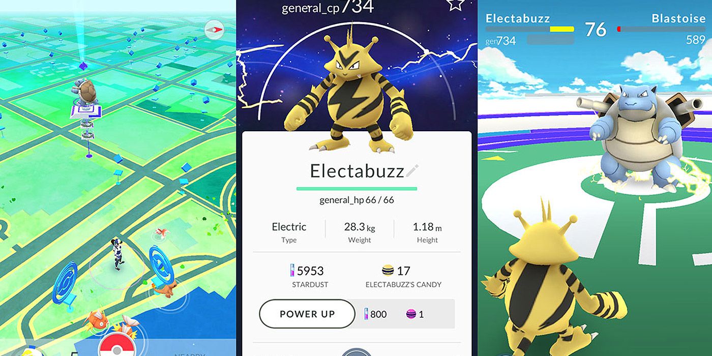 A split image of the Pokemon GO interface for Android