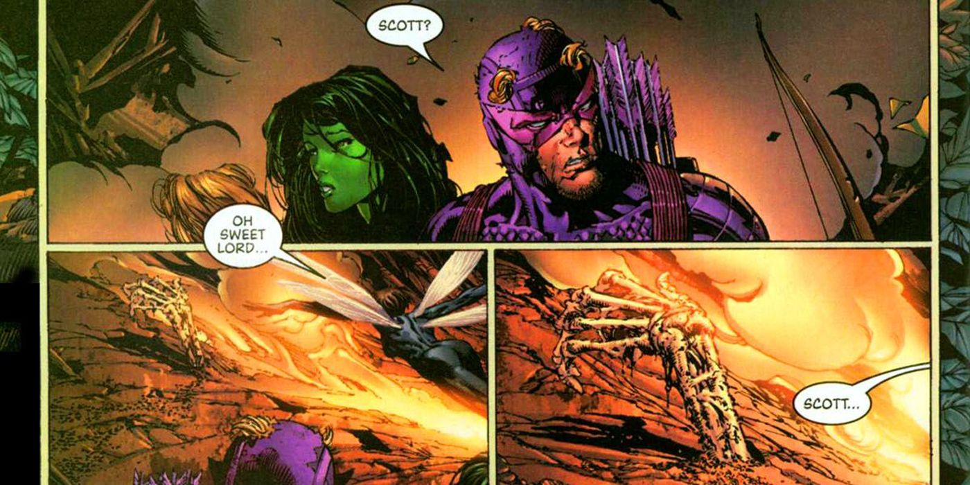 Hawkeye and She-Hulk find Ant-Man dead in Avengers Disassembled.