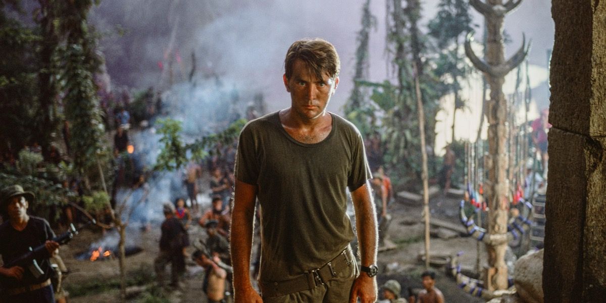 Martin Sheen standing in a ravaged forest in Apocalypse Now