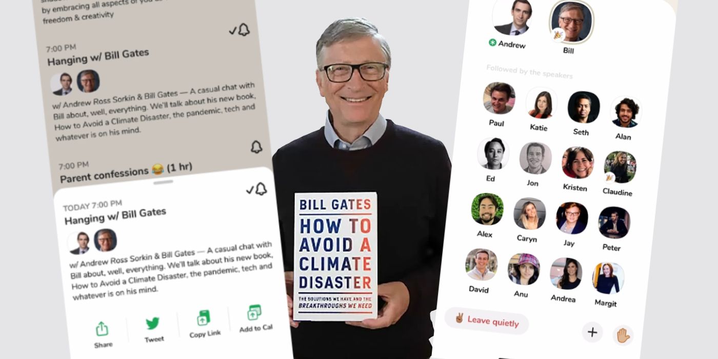BIll Gates with Clubhouse screenshots
