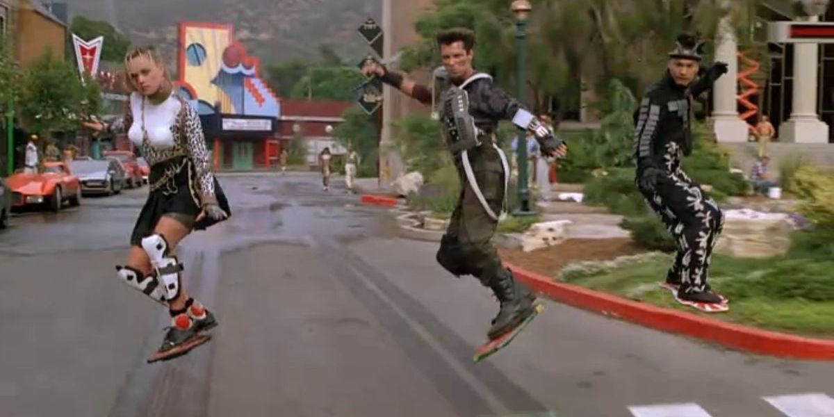 Teenagers on flying boards in Back To The Future Part II