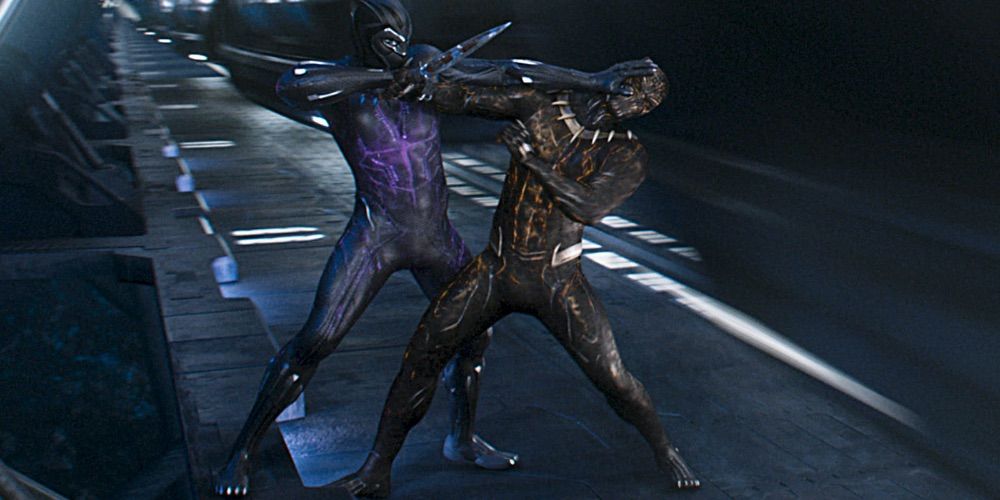 Black Panther fights Killmonger in Black Panther