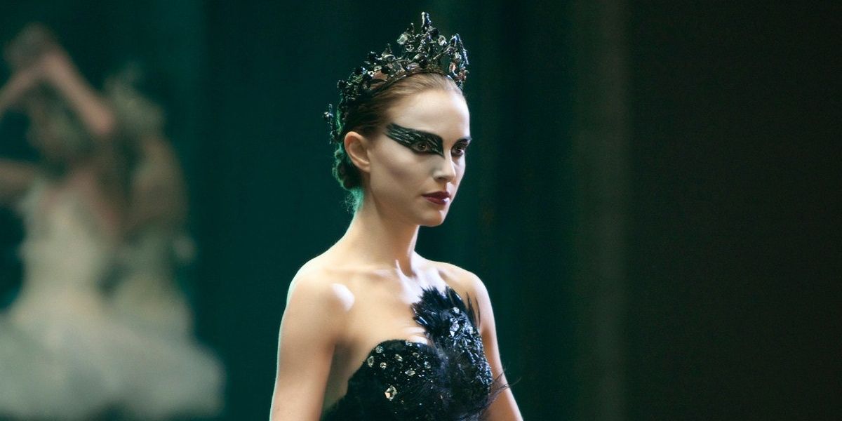 Natalie Portman in the black dress prepared to dance in Black Swan
