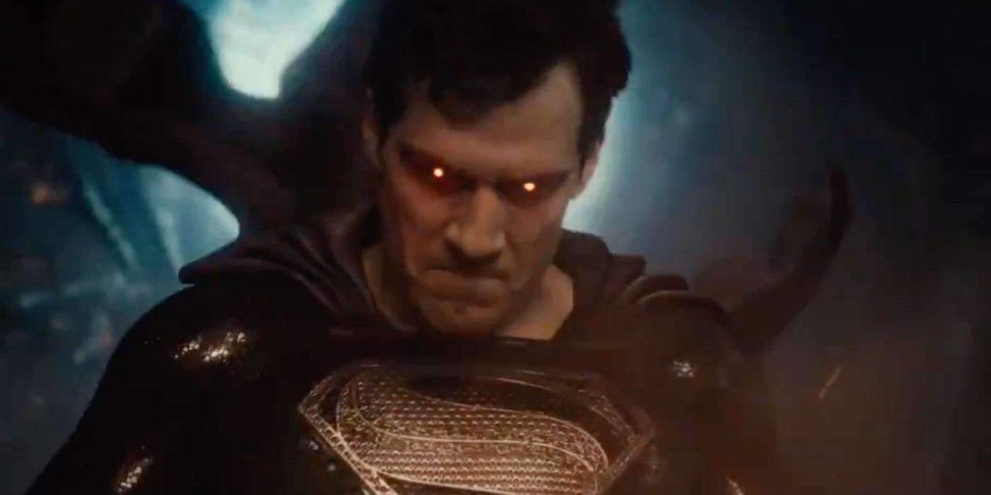 Black suit Superman Using His heat vision In Justice League Snyder Cut