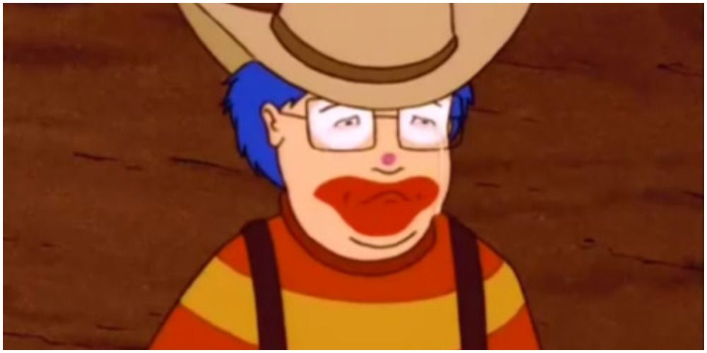 Bobby Hill sad and rejected as a rodeo clown. 