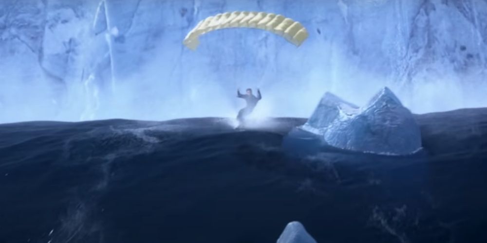 CGI Pierce Brosnan windsurfing in Die Another Day