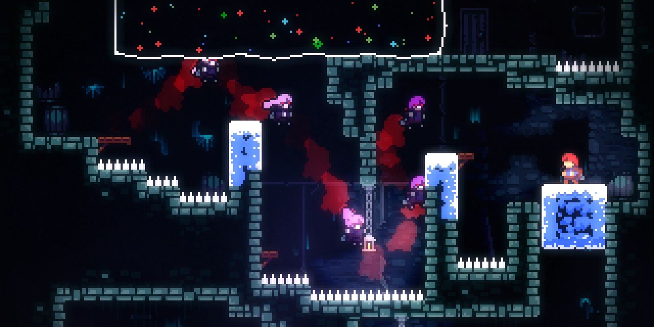 Madaline Jumping Through Difficult Platforning in Celeste