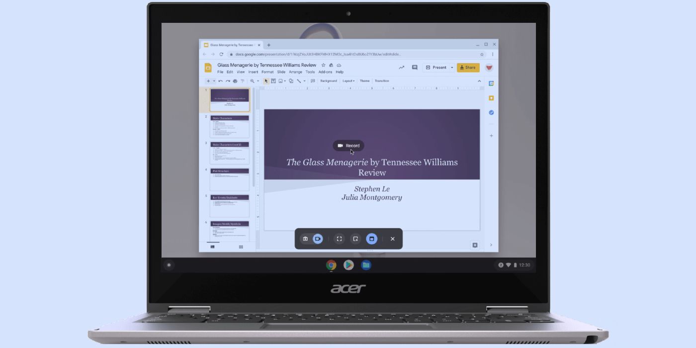 Chrome OS screen recorder on Chromebook