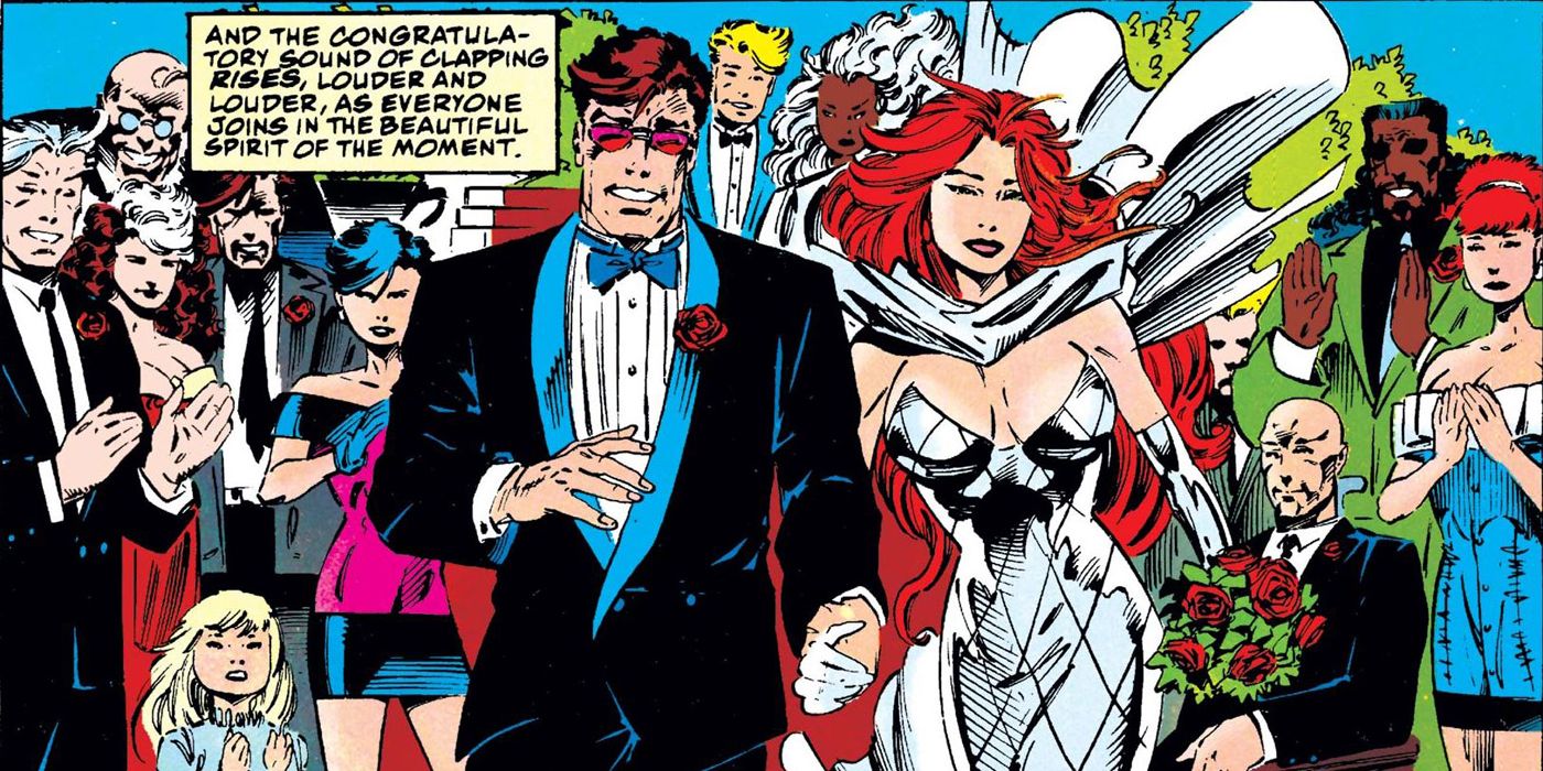 Cyclops and Jean Grey' wedding day in Marvel Comics.