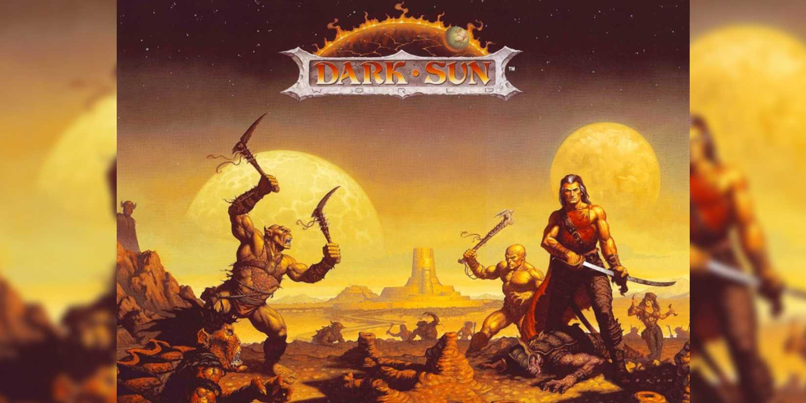 D&D Dark Sun artwork on top of a blurred image.