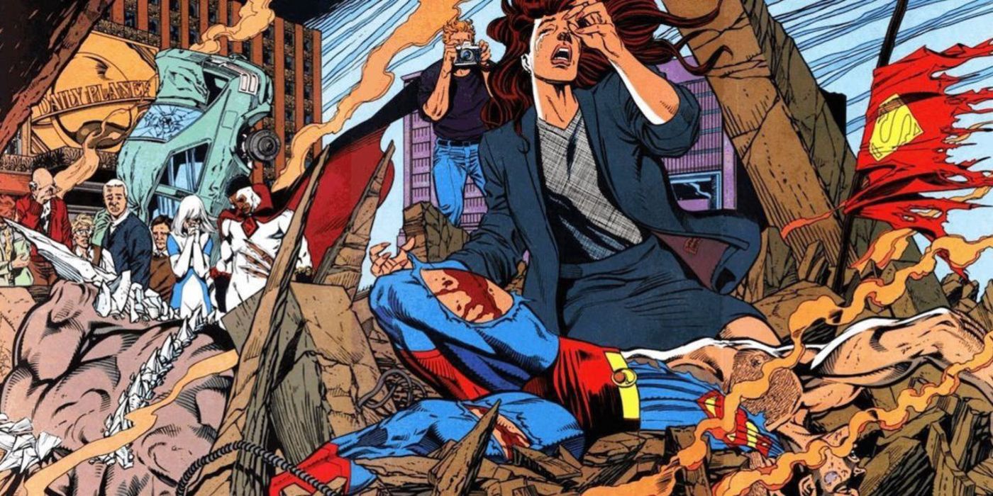Lois Lane mourns besides Superman's dead body in Death Of Superman