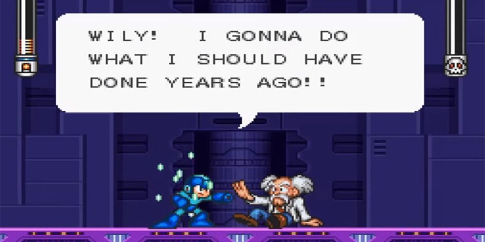 Mega Man beating Dr. Wily