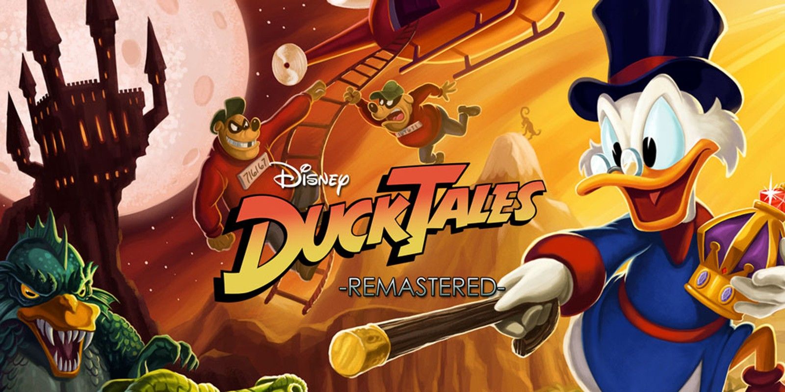 The title screen for Ducktales Remastered with Scrooge McDuck