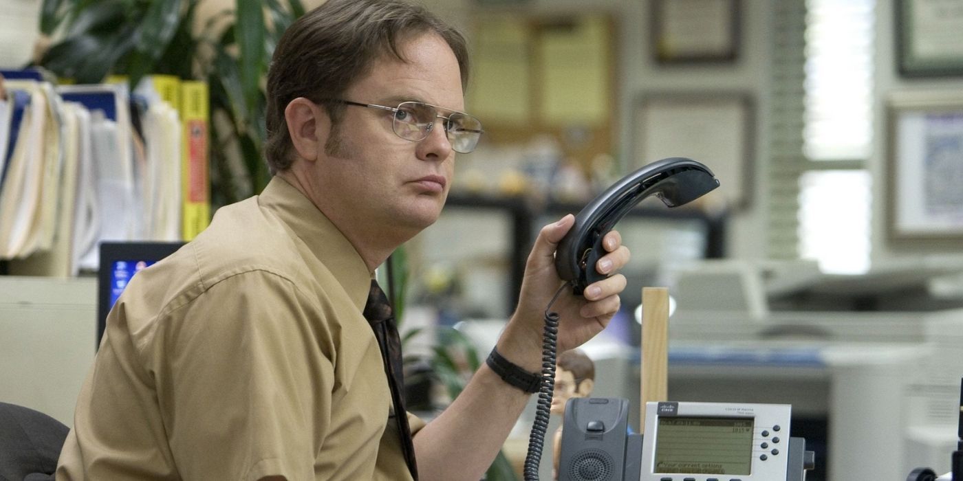 Dwight on the phone in The Office