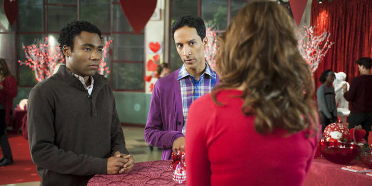 Troy and Abed talk to a girl at a party