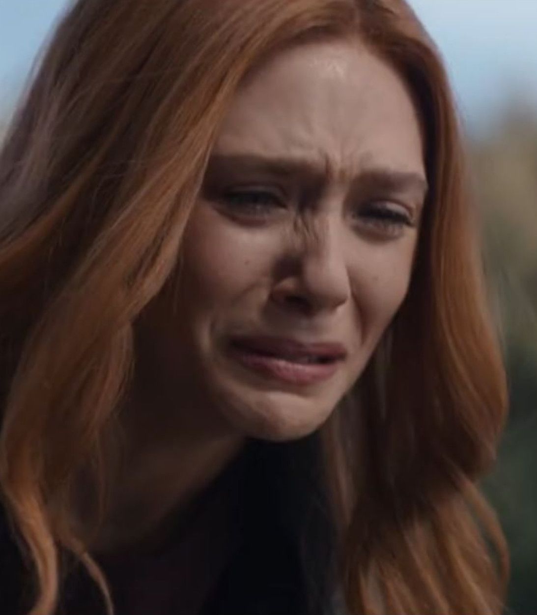 Elizabeth Olsen as Wanda Maximoff Scarlet Witch Crying WandaVision Vertical