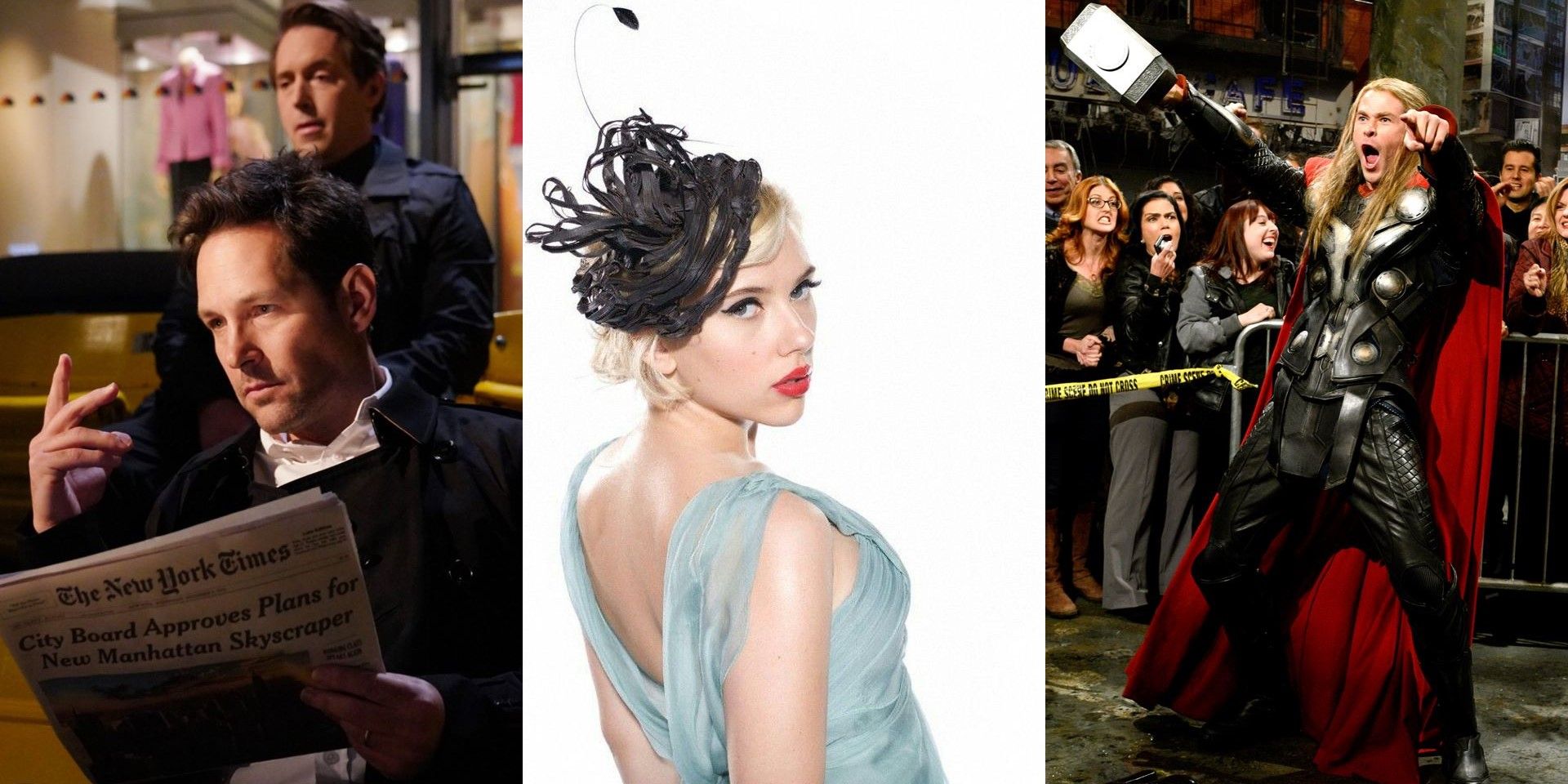 Paul Rudd, Scarlett Johansson, and Chris Hemsworth