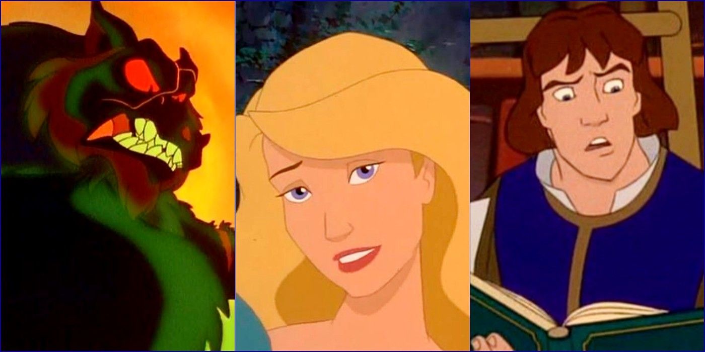 split image of The Swan Princess main characters